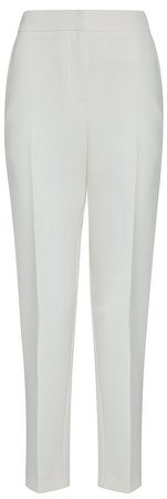 Ivory Heavy Crepe Ankle Grazer Trousers