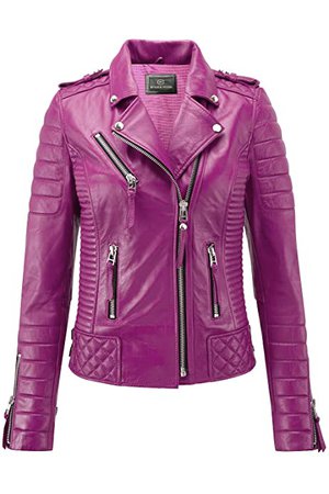 SKINOUTFIT Women's Leather Jacket Motorcycle Biker Genuine Lambskin Leather Jacket for Women XS Dark Pink at Amazon Women's Coats Shop