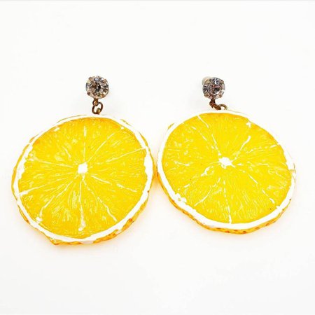 Vintage 1980's Orange Slice Statement Earrings Fruit | Etsy