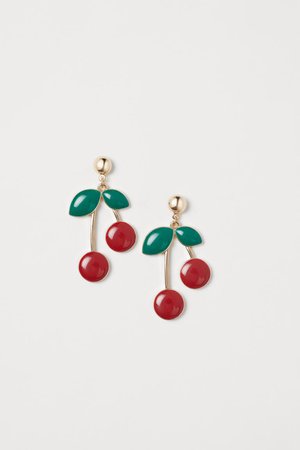 Cherry-shaped earrings - Gold-coloured/Cherries - Ladies | H&M GB