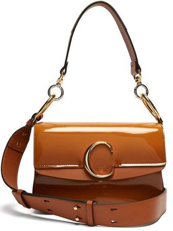 The C Patent Leather Shoulder Bag - Womens - Tan