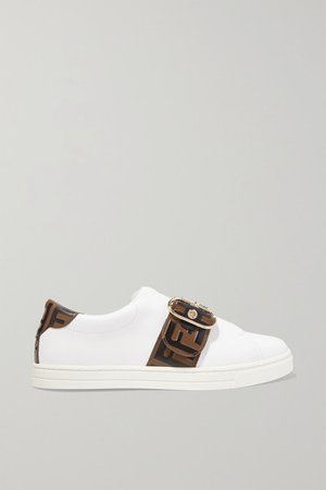 Logo-embossed Leather Sneakers - White