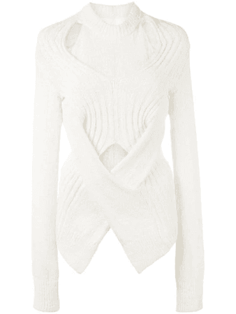 Dion Lee Twisted Knit Sweater In White | ModeSens