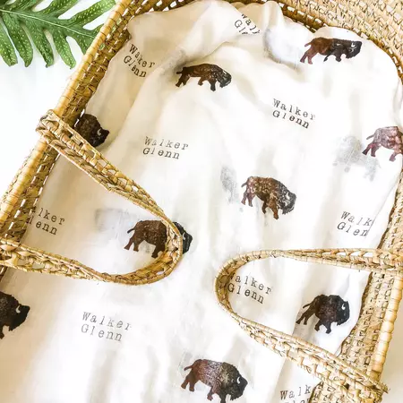 Hand Painted Personalized Bison Baby Blanket Custom Buffalo - Etsy