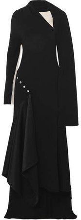 Peter Do - Asymmetric Draped Satin-trimmed Crepe Maxi Dress - Black