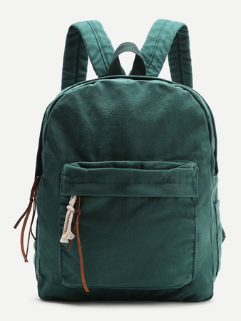 Distressed Zipper Front Canvas Backpack