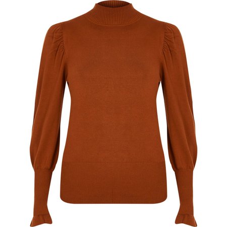 Brown turtle neck long sleeve sweater - Sweaters - Knitwear - women
