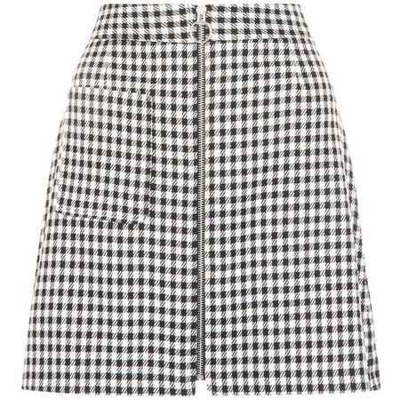 Black Gingham Check Single Pocket Zip Front Mini Skirt ($28)