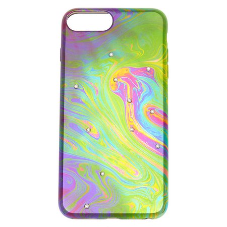 Oil Slick Stone Studded Phone Case | Claire's US