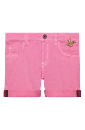 Gucci Pink Denim Cuffed Shorts (Little Girls & Big Girls) | Nordstrom