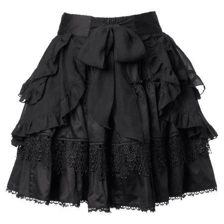 black goth skirt lace lacy frills bow gothic