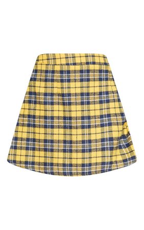Mustard Check A Line Mini Skirt | Skirts | PrettyLittleThing