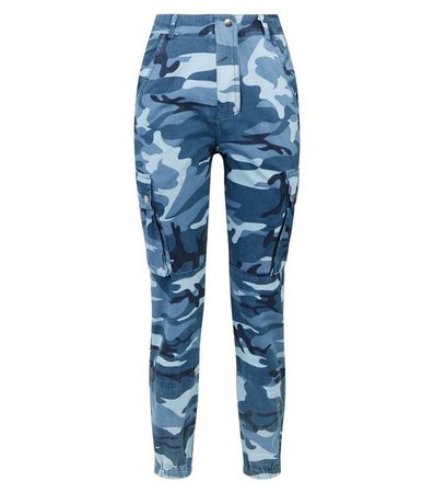 Blue Camo Pocket Utility Jeans | New Look