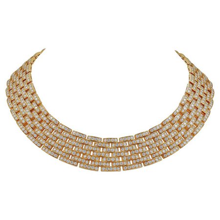 Cartier 18 Karat Yellow Gold Diamond Maillon Panthère Link Necklace For Sale at 1stdibs