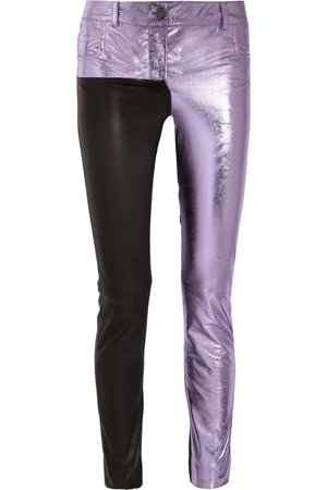 Lilac and Black Leather Pants