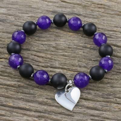 Black & Purple Heart Bracelet