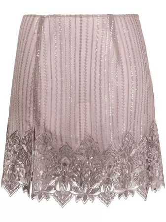 Acne Studios Embroidered lace-detail Mini Skirt - Farfetch