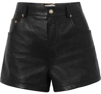 Embellished Leather Shorts - Black