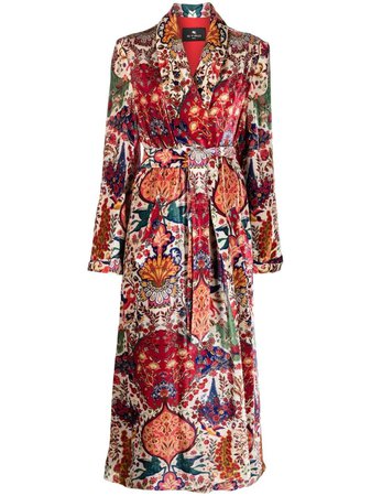 ETRO floral-print belted trench coat