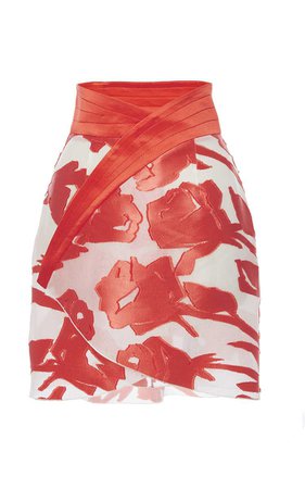Fendi- Red Asymmetric Canvas Skirt