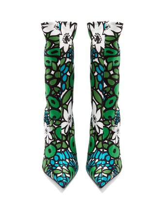 Balenciaga Knife Floral-print Jersey Sock Boots Tonal-green Womens,balenciaga flat sandals,Discount, balenciaga bomber jackets Authentic USA Online