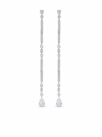 De Beers Jewellers 18kt white gold Snow Dance diamond long earrings