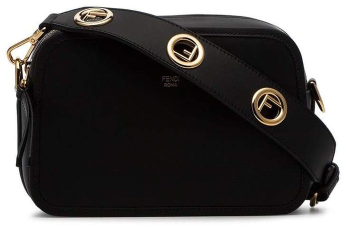 Black Camera Leather Crossbody Bag