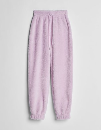 Faux shearling sweatpants - Pants - Woman | Bershka purple