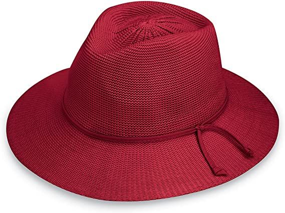 Women’s Victoria Fedora Sun Hat – UPF 50+, Adjustable, Packable, Cranberry at Amazon Women’s Clothing store