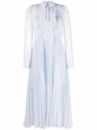 Shop Self-Portrait pleated midi dress with Express Delivery - FARFETCH