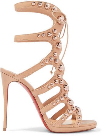 Amazoubille 120 Studded Leather Sandals - Neutral