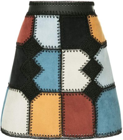 Loveless patchwork mini a-line skirt