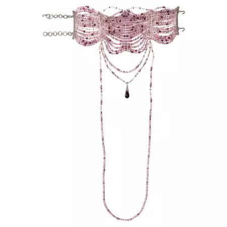 Christian Dior by John Galliano purple glass bead choker necklace, ss 1998 For Sale at 1stDibs