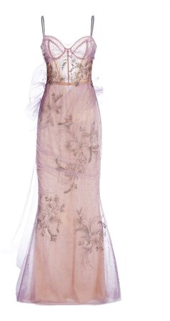 Marchesa Bow-Embellished Tulle Gown