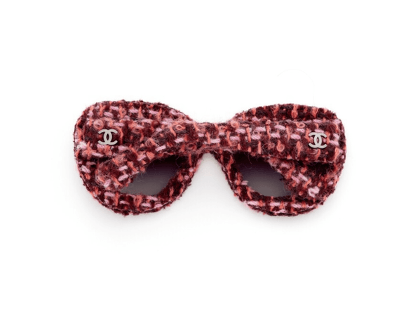 red tweed Chanel glasses