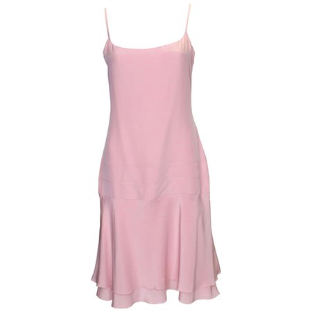 Vintage Chanel Pink Silk Slip Dress For Sale at 1stDibs