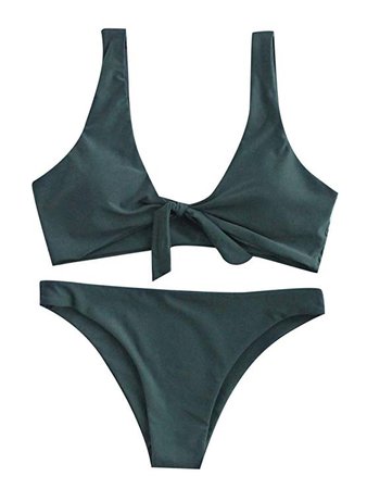 SweatyRocks Women's Sexy Bikini Swimsuit Tie Knot Front Swimwear Set: Clothing