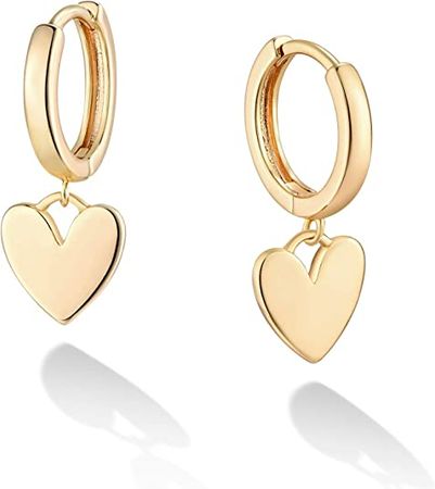 Amazon.com: 14K Gold Plated Dainty Dangle Hoop Earrings for Women Heart Pendant Huggie Earrings Gifts for Her : Clothing, Shoes & Jewelry