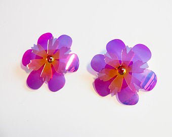 Violet Flower Power Earrings Handmade | Etsy