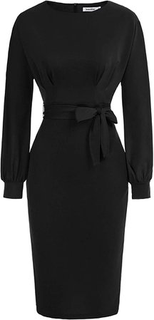 JASAMBAC Women's Bodycon Pencil Dress Office Wear to Work Dresses with Pocket and Belt : Amazon.ca: Clothing, Shoes & Accessories