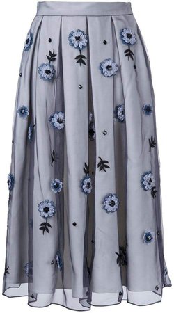 flower embellished pleated skirt