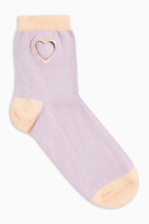 Cut Out Heart Socks In Lilac | Topshop