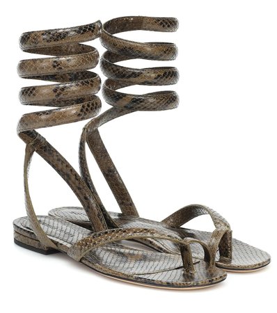 Snake-Effect Leather Sandals - Bottega Veneta | Mytheresa