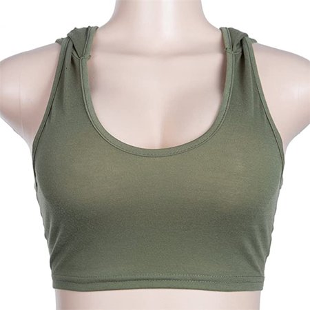 Amazon.com: Women Sexy U Neck Hoodie Sport Bra Sleeveless High Waist Crop Top Yoga Running Vest Tank Top (S, Green): Clothing