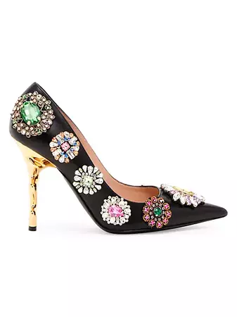 Shop Moschino 100MM Embellished Leather Pumps | Saks Fifth Avenue