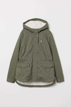 Parka with Faux Fur Lining - Green