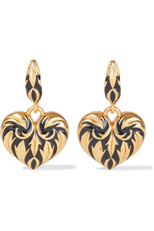 Gold Gold-tone enamel earrings | Sale up to 70% off | THE OUTNET | OSCAR DE LA RENTA | THE OUTNET