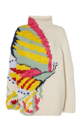 Tory Burch Butterfly Hand Knit Wool Turtleneck