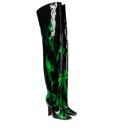 Vetements - Boomerang patent leather over-the-knee boots | Mytheresa
