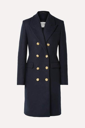 60s Double-breasted Wool-blend Coat - Navy